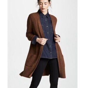 Madewell Brown Marbled Alpaca and Merino Wool blend pocket open long cardigan M